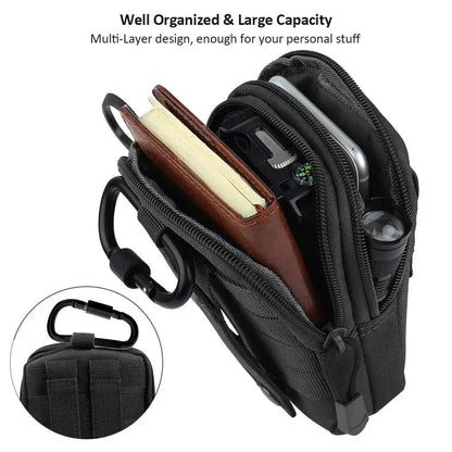 Tactical Universal Cell Phone Holster – Molle Hip Waist Pack with Zipper for Men & Women
