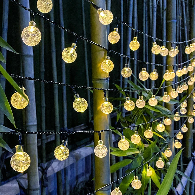 Solar Bubble Ball String Lights – Waterproof LED Water Drop Lights for Outdoor Christmas, Patio, Garden & Holiday Decorations