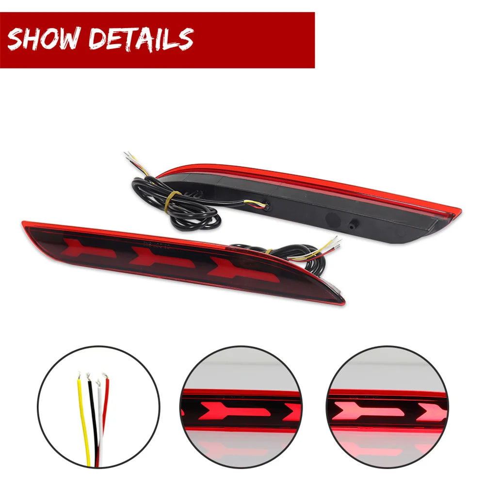 For Ford Mustang 2015 2016 2017 Car LED Rear Bumper Reflector Light Tail/Brake Light Rear Fog Light Sequential Turn Signal Light