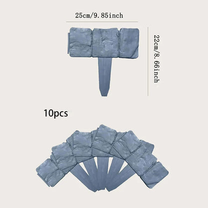 5-10pcs Garden Fence Imitation Stone Plant Support Stake Outdoor Edging Decorative Border DIY Lawn Yard Landscape Plant Fence