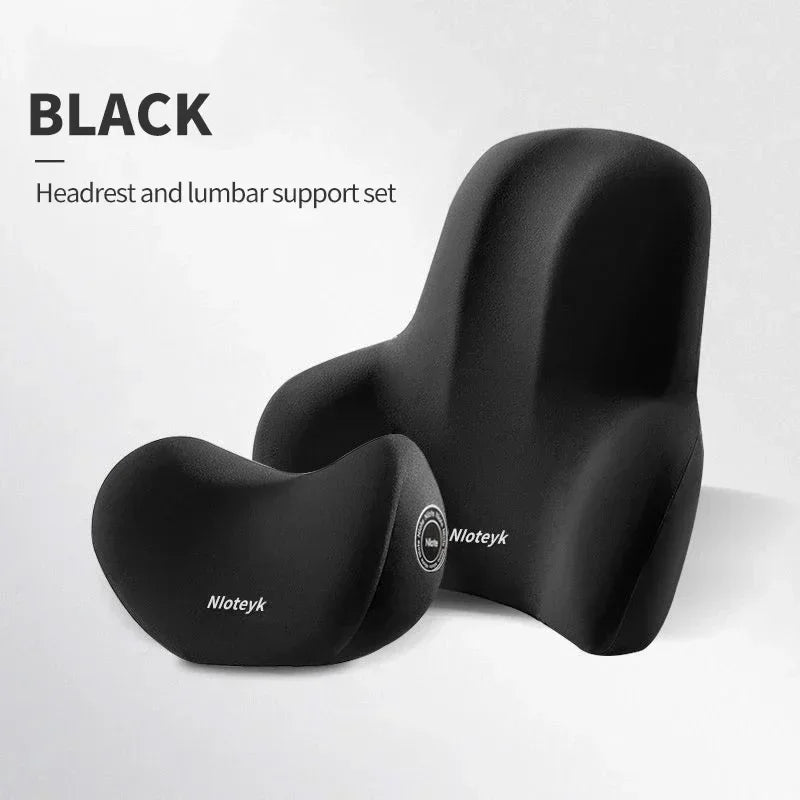 Car Memory Foam Neck Pillow & Lumbar Cushion – Ergonomic Backrest Support for Driving & Office