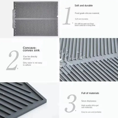 Silicone Drain Pad Drying Mat – Heat-Resistant Non-Slip Dish Mat for Kitchen & Tableware
