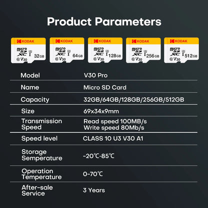 Kodak Original Micro SD Memory Card – 32GB, 64GB, 128GB, 256GB SD/TF Flash Memory Card for Mobile Phones, Cameras & Devices