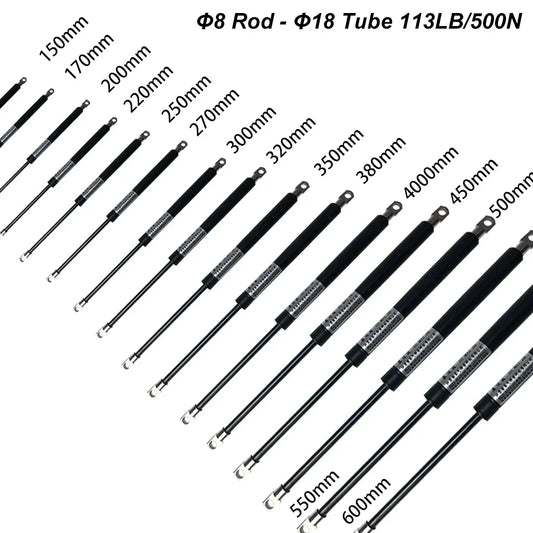 1PC 500N/113LB 150-600mm Gas Struts with Steel Eyes Ends Shock Absorbers Gas Spring Lift Supports Outdoor Bench RV Bed Platform