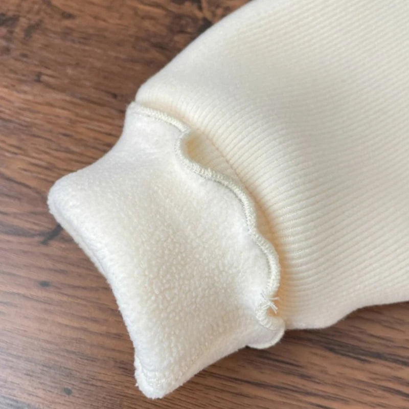 Baby Girls Winter Thickened Sweater – Warm Puff Sleeve Embroidered Top for Kids 1-6 Years
