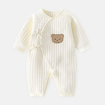 Newborn Boys Girls Cotton Bodysuit – Thickened Winter Onesie for Toddler Home Wear
