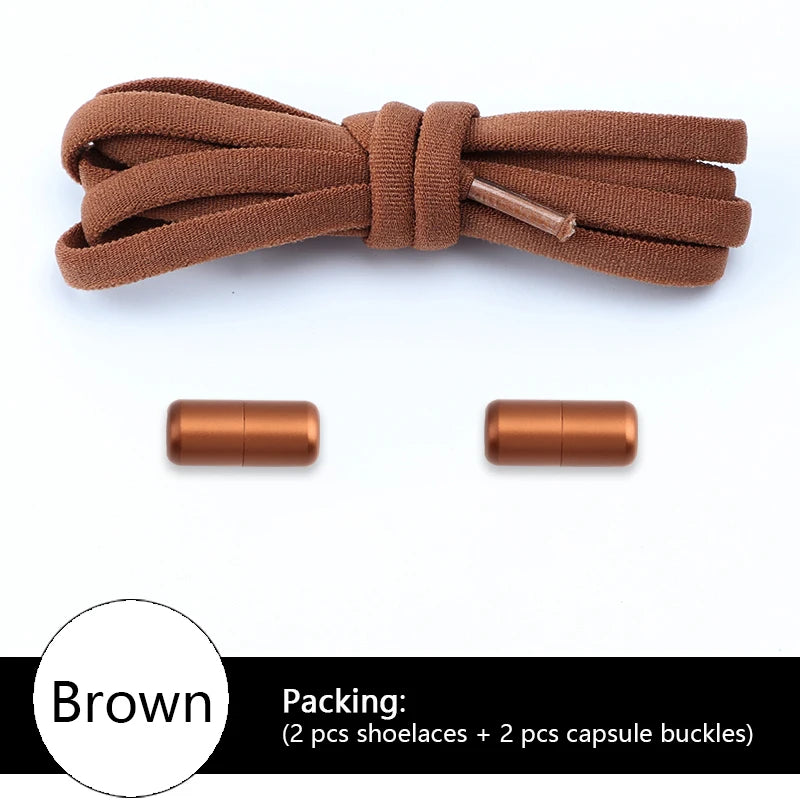 Colored Round No Tie Shoelaces – Elastic Lock Shoelaces with Matte Metal for Sneakers & Casual Shoes