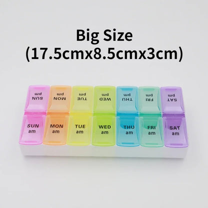 7-Day Travel Pill Organizer – Portable Weekly Pill Case with 14 Grids for Vitamins & Medications