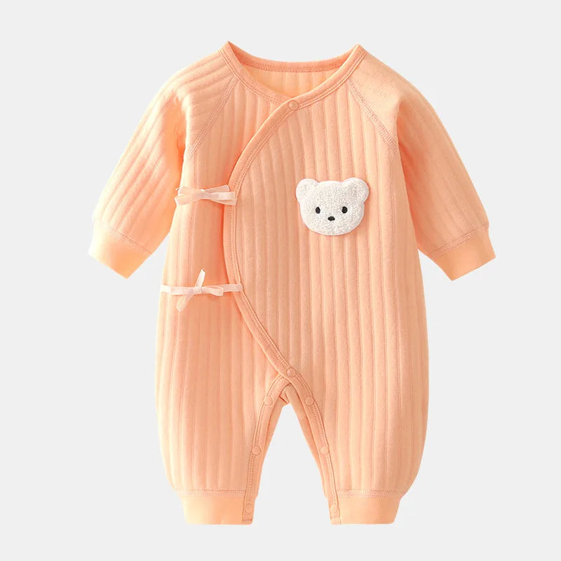 Newborn Boys Girls Cotton Bodysuit – Thickened Winter Onesie for Toddler Home Wear