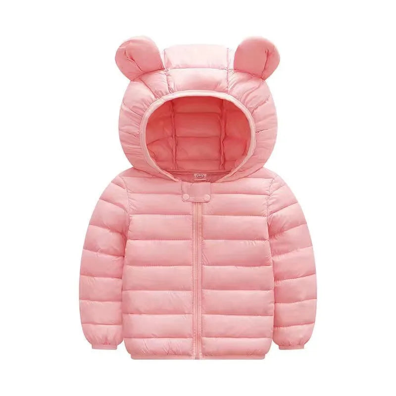 Children’s Lightweight Down Jacket with Hood – Boys Girls Autumn Dinosaur Print Coat