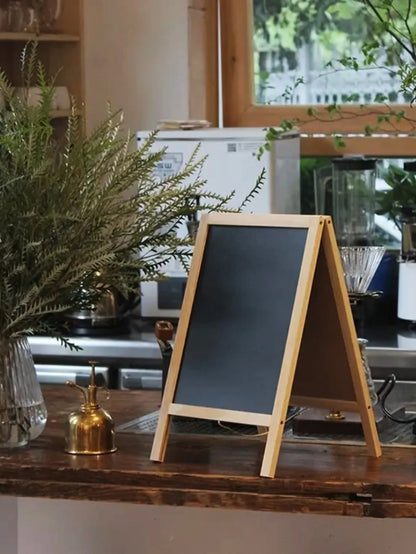 Double-Sided Foldable Advertising Drawing Board – Erasable Teaching Chalkboard & Whiteboard with Wood Frame