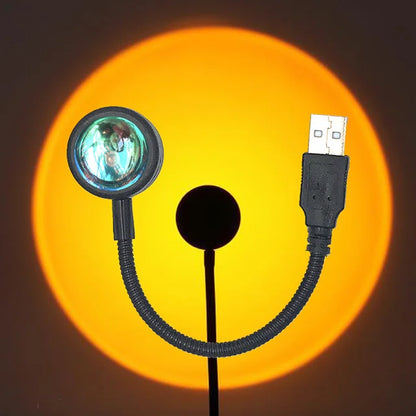 USB Sunset Lamp LED Rainbow Neon Night Light – Adjustable 13-Mode USB Projector for Bedroom & Photography Decor