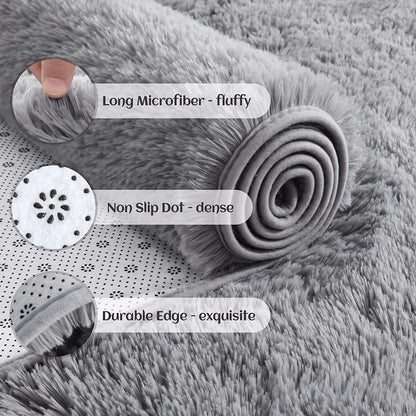 Soft Fluffy Area Rugs – Non-Slip Tie-Dyed Plush Shaggy Carpet for Bedroom & Living Room