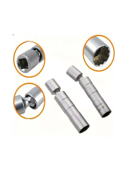 Spark plug socket wrench adapter 14mm 16mm universal joint with magnetic flexible thin-walled 3/8 "drive car maintenance tool