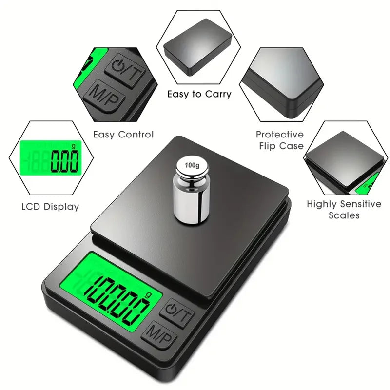 Precision Pocket Digital Scale – 1000g x 0.1g Mini Jewelry & Food Gram Scale with Backlit LCD