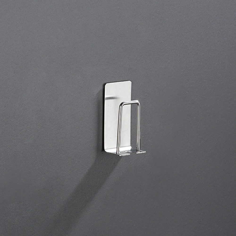 304 Stainless Steel Toothbrush & Cup Wall Hook – No-Drill Bathroom Holder for Toothbrushes, Razors, and Cups
