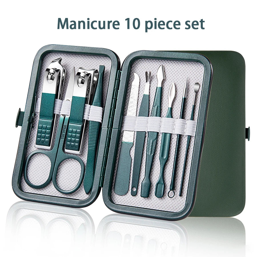 Professional 7/10/12/18 Piece Stainless Steel Nail Care Kit – Manicure & Pedicure Set with Travel Case