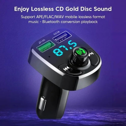 XIKCU Bluetooth-compaitable 5.0 LED MP3 Car Bluetooth FM Hands-Free Transmitter 3.1A QC3.0 PD Type C Dual USB Car Charger