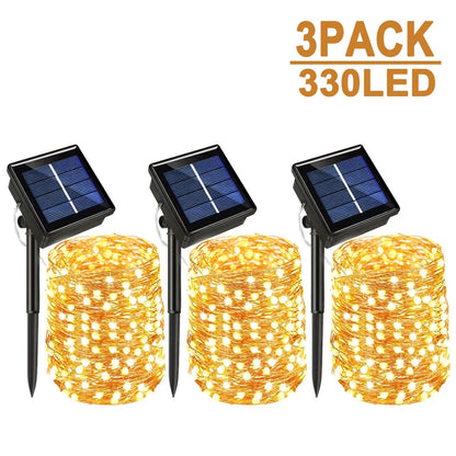 Solar Fairy String Lights Outdoor Waterproof – Copper Wire LED Garland with 8 Lighting Modes for Garden, Patio & Christmas Décor