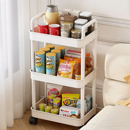 Multi-Layer Utility Rolling Cart with Lockable Wheels – Small Floor-to-Floor Storage Rack for Kitchen, Bathroom & Bedroom