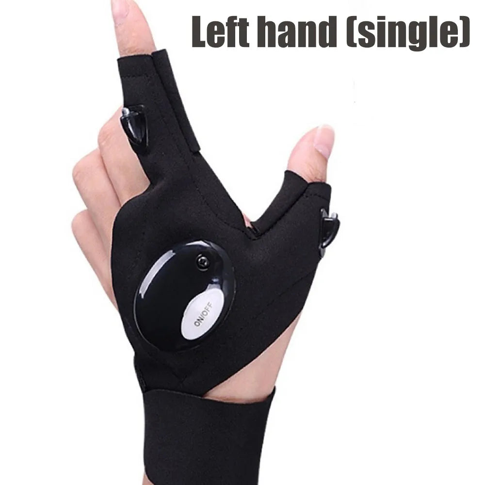 LED Light Gloves for Fishing & Outdoor Use – Fingerless Gloves with Built-in Flashlight