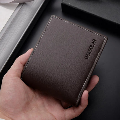 PU Leather Men’s Thin Folding Wallet – Compact Credit Card Holder with Classic England Style