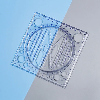 1/2Pcs Multi-Functional Geometry Drawing Ruler – Transparent Rotatable Ruler with 3D Scale
