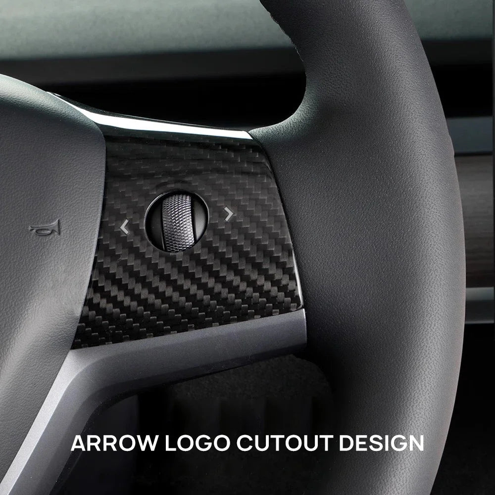 Real Dry Carbon Fiber Car Steering Wheel Cover Case Kit for Tesla Model 3 2017-2023 Model Y 2020-2024 Auto Exterior Accessories