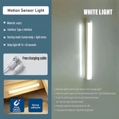 LED Bar Light Motion Sensor Night light Wireless Under Cabinet Lights For Kitchen Closet Cabinet Wardrobe Lighting Cabinet Light