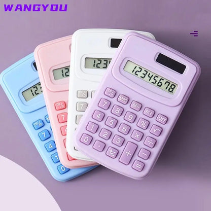 Small Solar Calculator Portable 8-Digit LCD Electronic Calculator – Cute Home & School Calculator for Kids and Primary Students