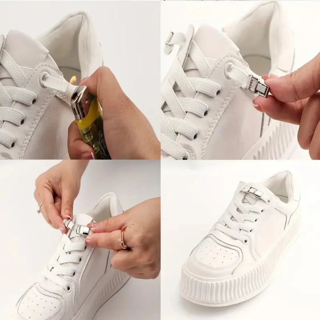Elastic No Tie Shoelaces Semicircle Shoe Laces For Kids and Adult Sneakers Shoelace Quick Lazy Metal Lock Laces Shoe Strings