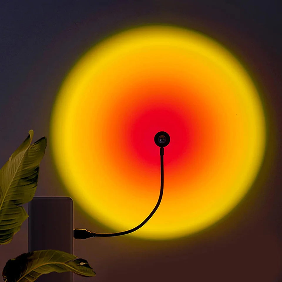 USB Sunset Lamp LED Rainbow Neon Night Light – Adjustable 13-Mode USB Projector for Bedroom & Photography Decor