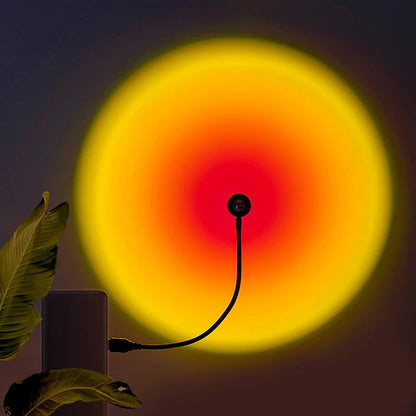 USB Sunset Lamp LED Rainbow Neon Night Light – Adjustable 13-Mode USB Projector for Bedroom & Photography Decor