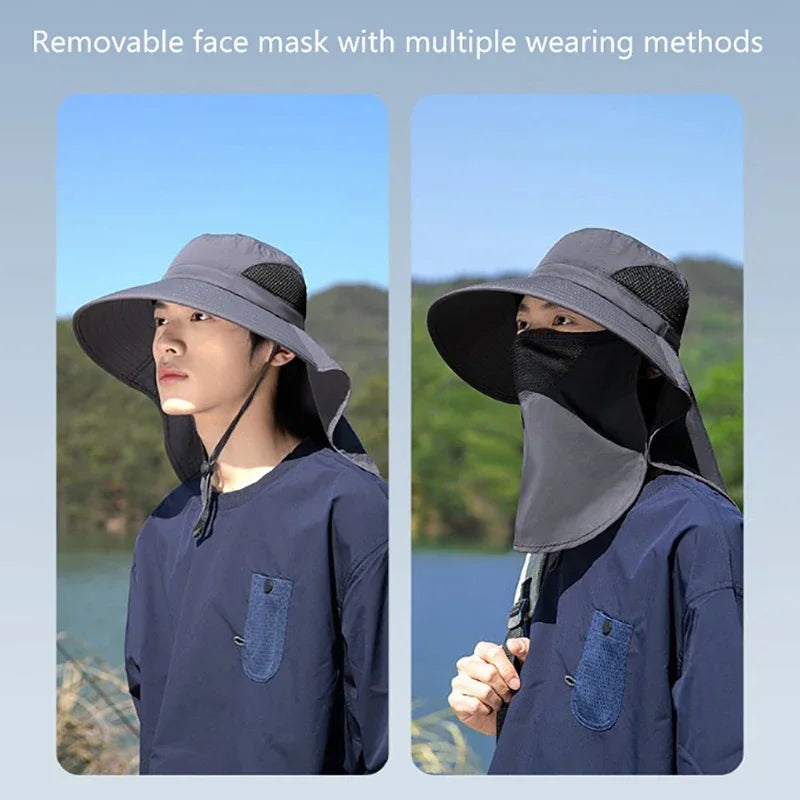 UV Protection Summer Sun Hat – Outdoor Fishing & Hiking Cap with Neck Flap for Men & Women