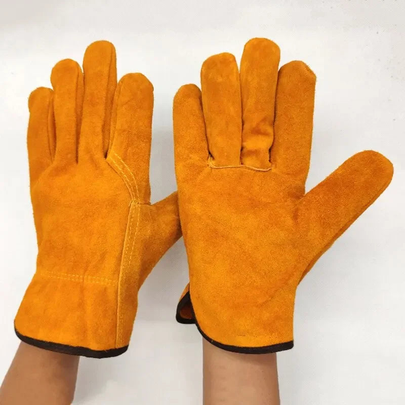 Men’s Cowhide Work Gloves – Durable Leather Gloves for Farming, Welding & Outdoor Use