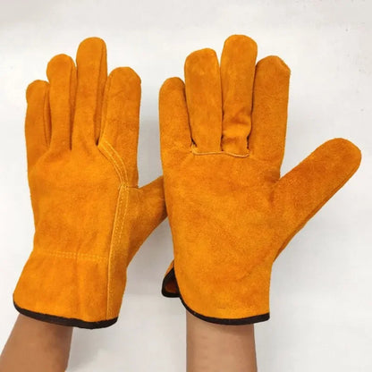 Men’s Cowhide Work Gloves – Durable Leather Gloves for Farming, Welding & Outdoor Use