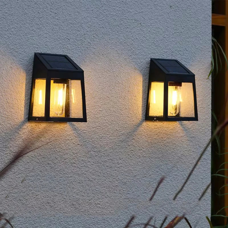 Solar Wall Light Outdoor Waterproof – Warm LED Fence Lamp for Garden, Pathway & Yard Decoration