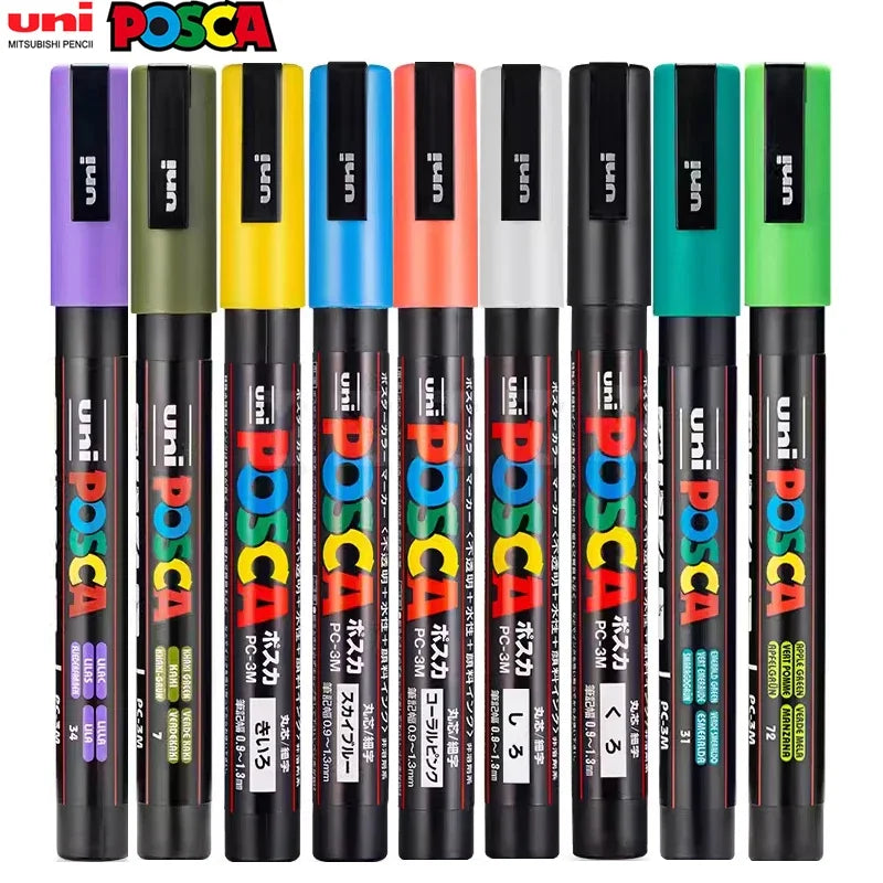 Uni Posca Full Marker Set – Multi-Colours Acrylic Permanent Graffiti Painting Pens