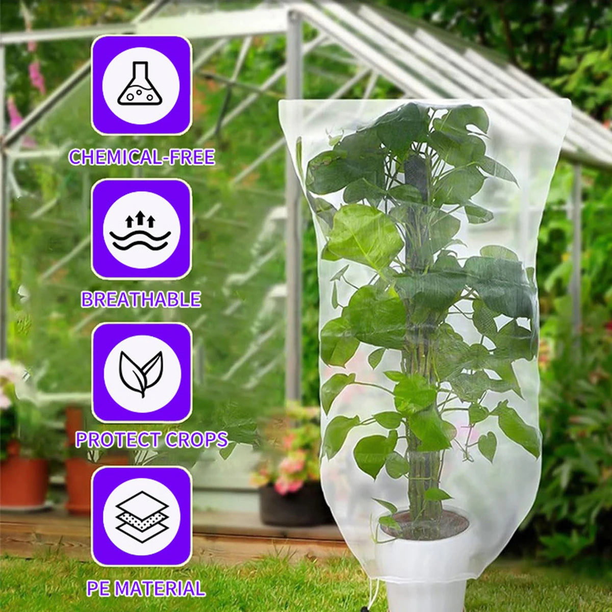 2pcs Large Fruits Tree Netting Cover Garden Insect Netting with Zipper Drawstring Bird Plant Barrier Flower Fruits Mesh Screen