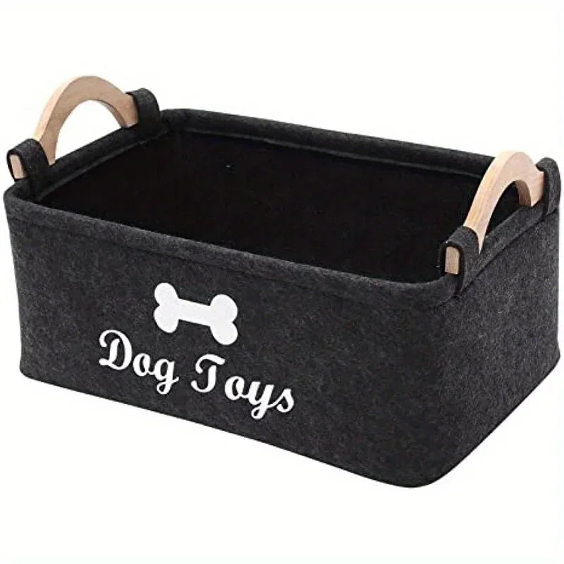 Felt Pet Toy Storage Box – Soft Basket Organizer for Dog & Cat Toys