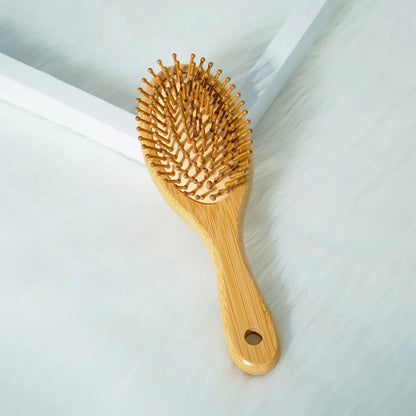 Bamboo Hair Brush – Air Cushion Massage Comb with Wide Teeth for Styling & Scalp Health