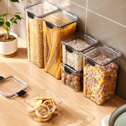 Sealed Jars Kitchen Grain Storage Organizer – Large Capacity Moisture-Proof Plastic Seasoning & Food Storage Box Set