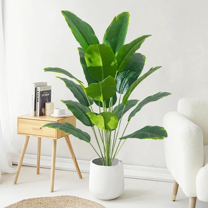 Artificial Tropical Palm Tree – Real Touch Fake Banana & Monstera Leaves for Home, Garden & Party Decor