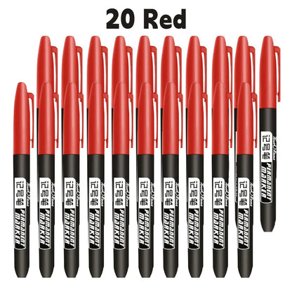 6PCs/Set Permanent Marker Pen Fine Point Waterproof Markers Thin Nib Crude Nib Black Blue Red Ink 1.5mm Fine Color Marker Pens