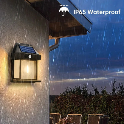Outdoor Solar Tungsten Wall Light with Motion Sensor IP65 Waterproof LED Safety Light for Patio Outdoor Deck Porch Barn Balcony
