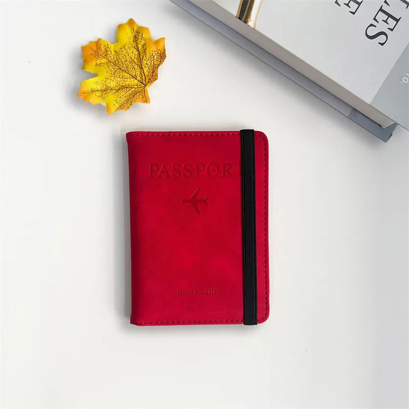 RFID Vintage Business Passport Holder – Multi-Function PU Leather Wallet for Travel