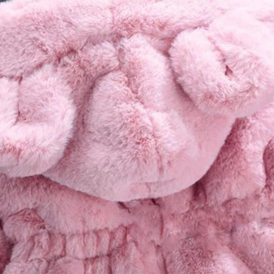 Faux Fur Winter Jacket – Thick Hooded Coat for Baby Girls & Toddlers