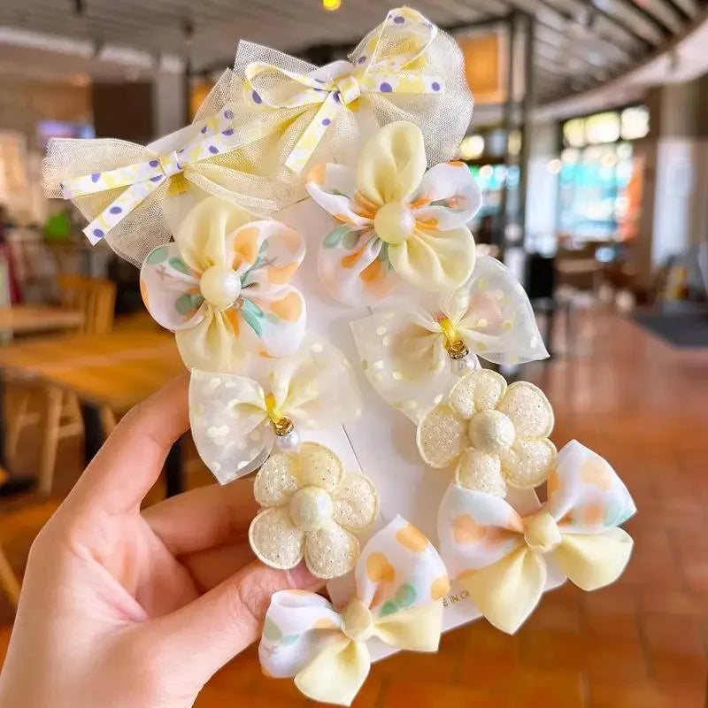 10Pcs Baby Girl Hair Clips Set – Cute Lace Flower Hairpins & Bows for Children, Toddlers, and Newborns