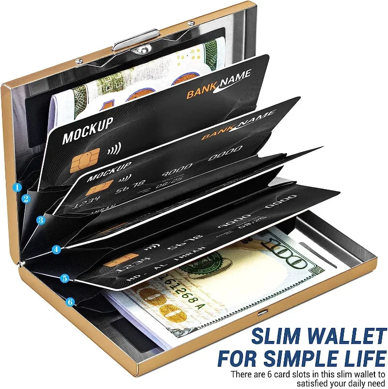 Anti-Scan RFID Blocking Aluminum Metal Card Holder – Slim Wallet for Business and Travel