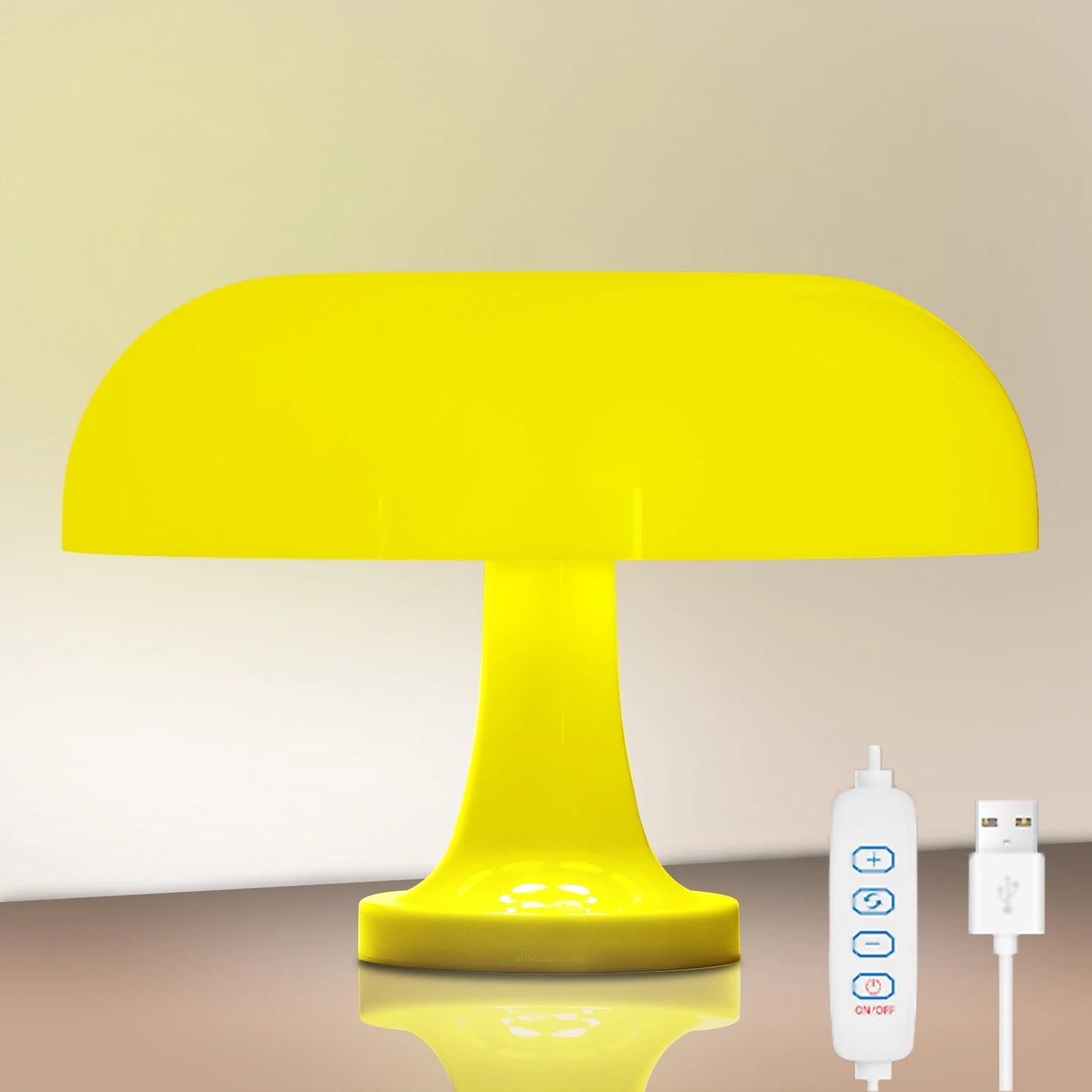 Mushroom Table Lamp – Modern Minimalist Danish Designer Bedside Lamp with 3-Color Dimming & USB Charging